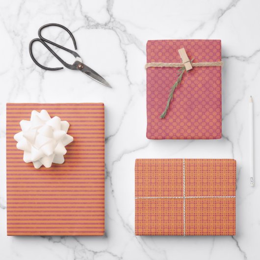 Oranje Tone Wrapping Paper Set van 3 Design (Voorkant)