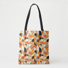 Oranje-toned Retro Geometrische Abstracte Patroon Tote Bag