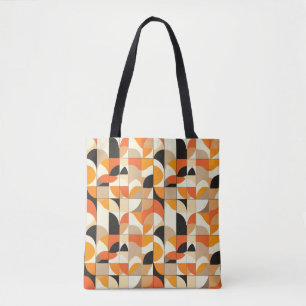 Oranje-toned Retro Geometrische Abstracte Patroon Tote Bag