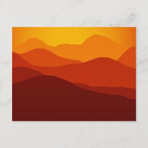 Oranje Tonen Sunset over Mountain Silhouettes Briefkaart