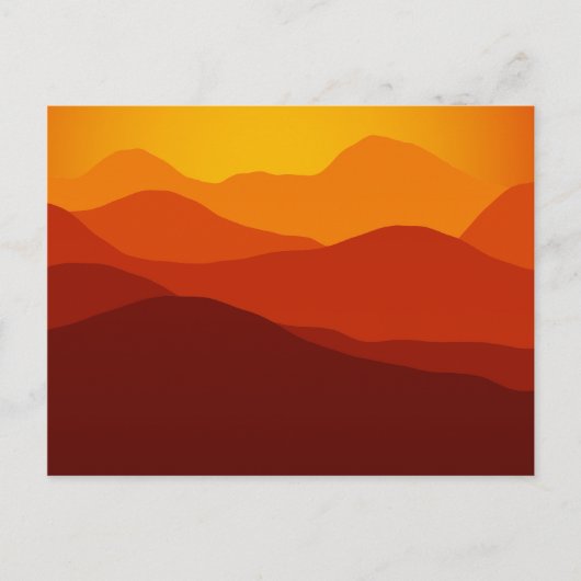 Oranje Tonen Sunset over Mountain Silhouettes Briefkaart (Voorkant)