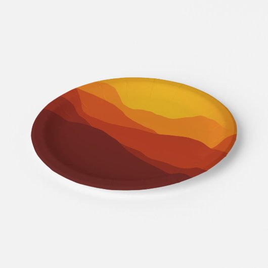 Oranje Tonen Sunset over Mountain Silhouettes Papieren Bordje (Gekanteld)