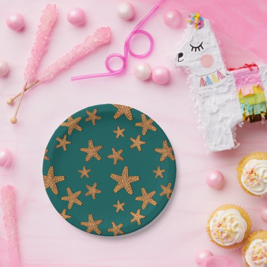 Oranje tongpatroon papieren bordje (Feest)