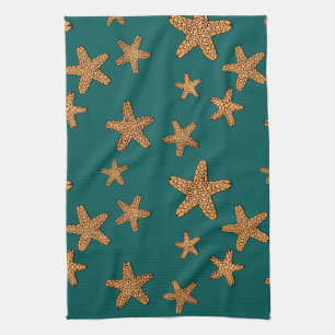 Oranje tongpatroon theedoek