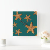 Oranje tongpatroon vierkante klok (Huis)