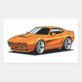 Oranje Toon Voertuig Rechthoekige Sticker