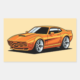 Oranje Toon Voertuig Rechthoekige Sticker