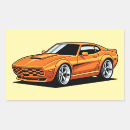 Oranje Toon Voertuig Rechthoekige Sticker