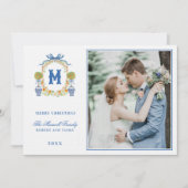 Oranje Topiary in Chinoiserie Pot Crest Monogram Kaart (Voorkant)