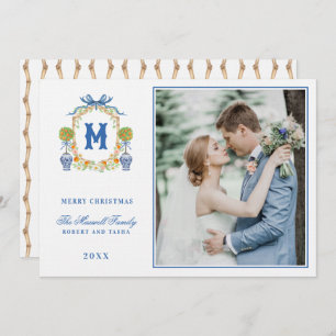 Oranje Topiary in Chinoiserie Pot Crest Monogram Kaart