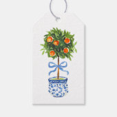 Oranje Topiary Tree, Chinoiserie Custom Cadeaulabel (Voorkant)