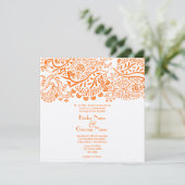 Oranje Tortelduifjes - Uitnodiging tot bruiloft (Staand voorkant)