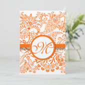 Oranje Tortelduifjes - Uitnodiging tot bruiloft (Staand voorkant)