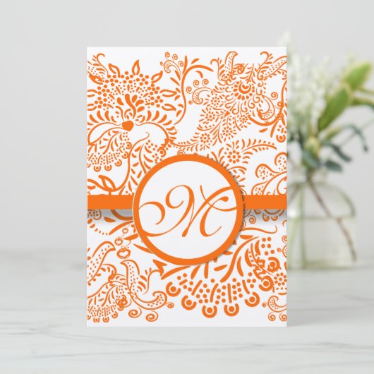 Oranje Tortelduifjes - Uitnodiging tot bruiloft (Staand voorkant)