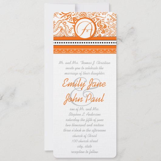 Oranje Tortelduifjes - Uitnodiging tot bruiloft (Achterkant)