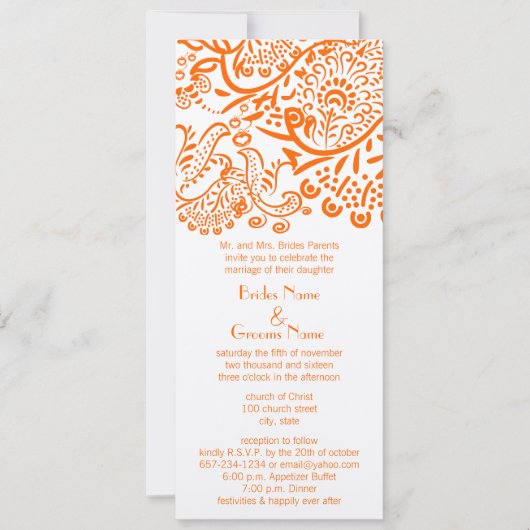 Oranje Tortelduifjes - Uitnodiging tot bruiloft (Voorkant)