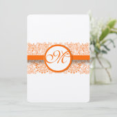 Oranje Tortelduifjes uitnodiging tot het huwelijk  (Staand voorkant)