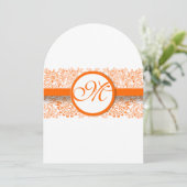 Oranje Tortelduifjes uitnodiging tot het huwelijk  (Staand voorkant)