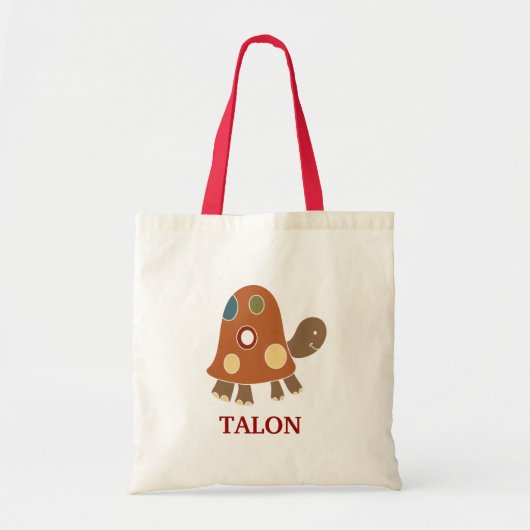Oranje Tortoise Turtle Canvas tas - voeg een NAAM (Voorkant)