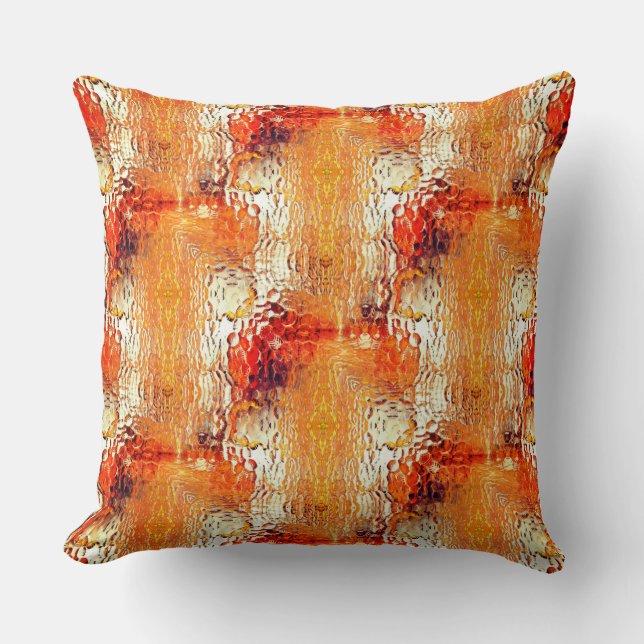 Oranje tot beige, herhaald gebogen gehammerd glas kussen (Voorkant)