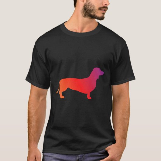 Oranje tot Paars gradiënt Dachshund T-shirt (Voorkant)