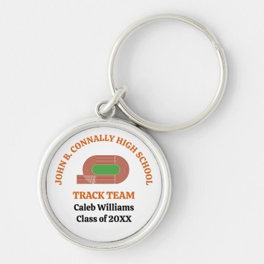 Oranje Track Team Aangepast Hardloopteam Middelbar Sleutelhanger (Voorkant)