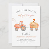 Oranje tractor elke leeftijd Boerderij verjaardags Kaart (Voorkant)