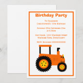 Oranje tractor ontwerp gepersonaliseerde verjaarda kaart (Voorkant / Achterkant)