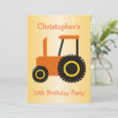 Oranje trekker Birthday Party Kaart (Staand voorkant)