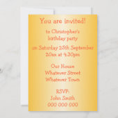 Oranje trekker Birthday Party Kaart (Achterkant)