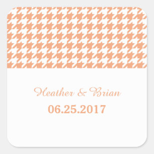 Oranje trekkers voor het bruiloft vierkante sticker