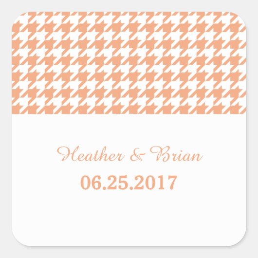 Oranje trekkers voor het bruiloft vierkante sticker (Voorkant)