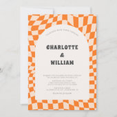 Oranje Trendy Abstract Boho Retro Bruiloft Kaart (Voorkant)