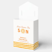 Oranje trendy hier komt het Son Baby shower Bedankdoosjes (Geopend)