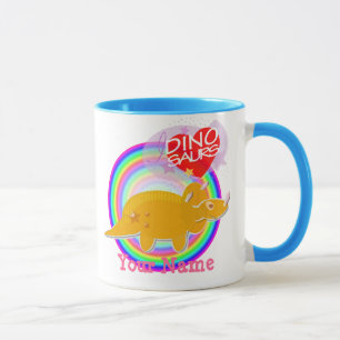 Oranje Triceratops Dino Kleur Mok met Jouw naam