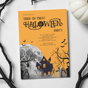 Oranje Trick or Treat Halloween Kostuumfeest Kaart