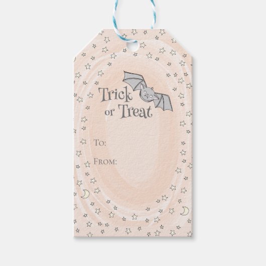 Oranje Trick or treat VAN Baby Halloween Cadeaulabel (Voorkant)