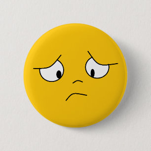 Oranje trieste gezicht Button