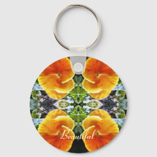 Oranje trillingen botanische natuurlijke sleutelhanger