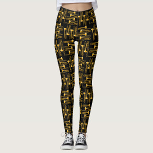 Oranje Trombone Crosshatch Zwarte Leggings