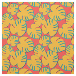 Oranje Tropisch lefpatroon Stof