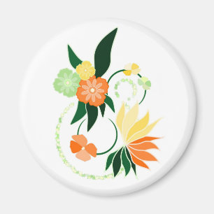 Oranje tropische bloem magneet