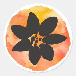 Oranje Tropische Bloem Ronde Sticker