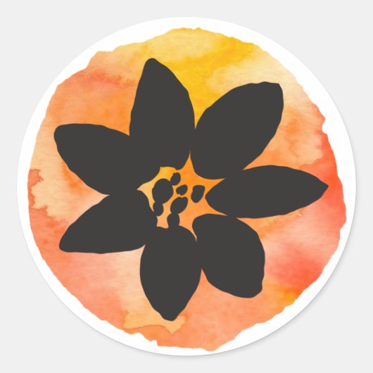 Oranje Tropische Bloem Ronde Sticker (Voorkant)