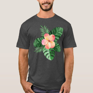 Oranje tropische bloem t-shirt