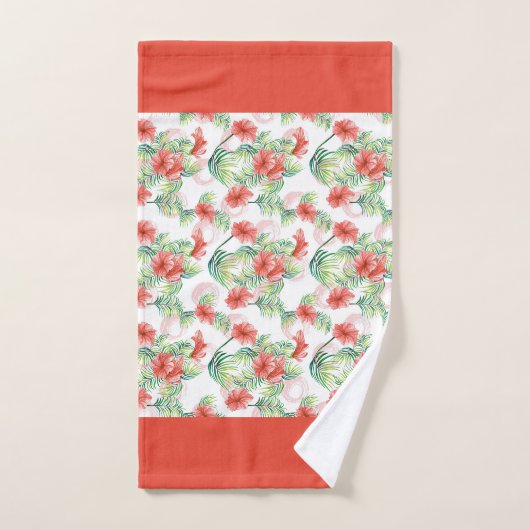 Oranje tropische bloemen bad handdoek (Handdoek)