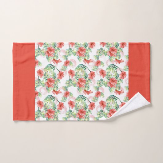 Oranje tropische bloemen bad handdoek (Handdoek)