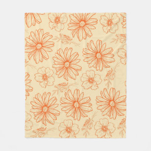 Oranje tropische bloemen botanische retro zomer fleece deken