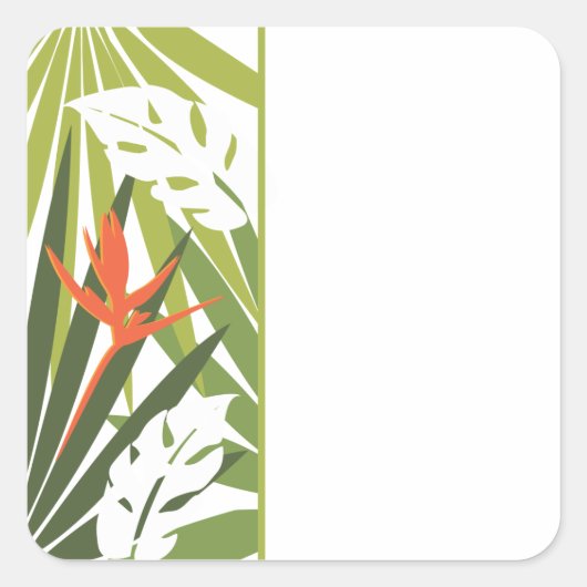 Oranje Tropische Bloemen Bruiloft Favor Sticker (Voorkant)