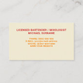 Oranje Tropische Citrus Drink Mixoloog Bartender Visitekaartje (Achterkant)